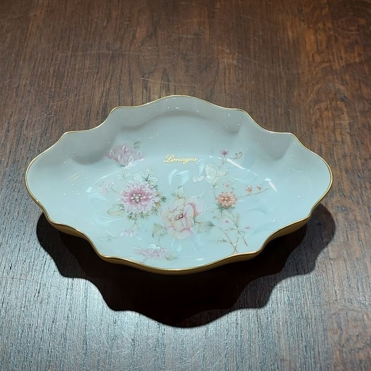 法國Limoges 手繪花陶瓷碟