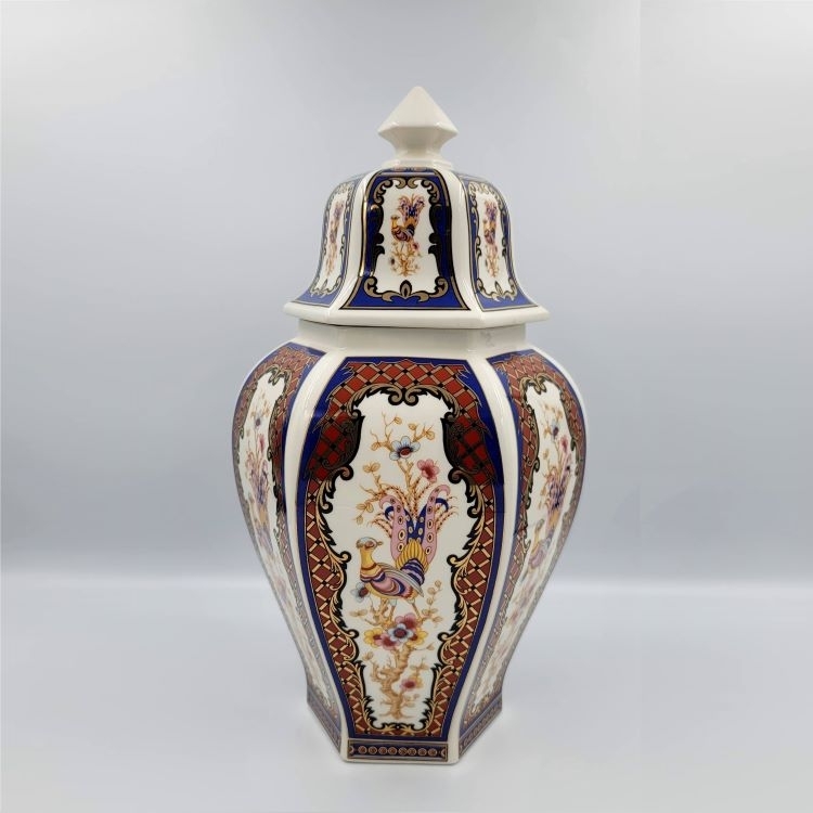 意大利手繪鳳凰裝飾罐