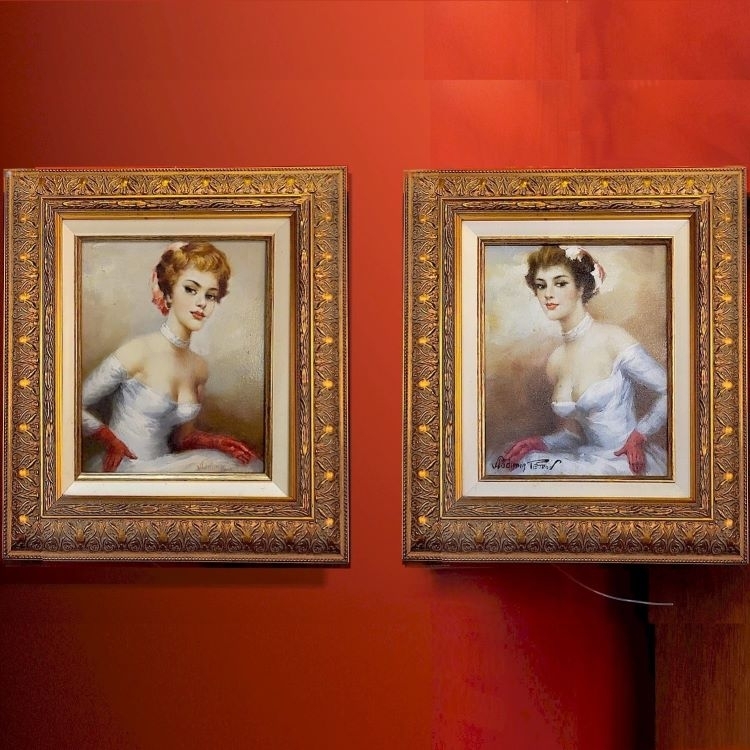 Vladimir Petrov 仕女油畫 (兩幅)